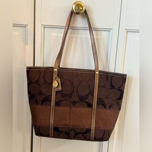Vintage Coach Signature Brown & Bronze Tote E0768-11098
